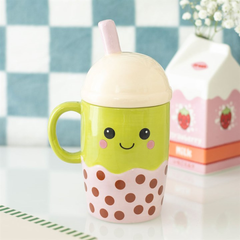 Kawaii Bubble Tea Lidded Mug
