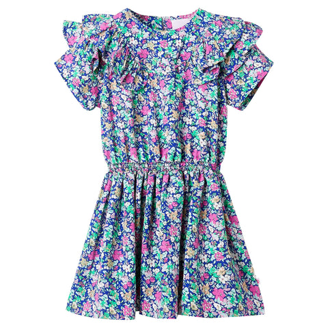 Kids' Dress with Ruffle Sleeves Cobalt Blue 92