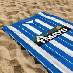 Kilmarnock 1997 Home Shirt - Personalised Lightweight, Microfibre Retro Beach Towel - 150cm x 75cm