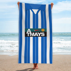 Kilmarnock 1997 Home Shirt - Personalised Lightweight, Microfibre Retro Beach Towel - 150cm x 75cm