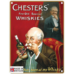 Large Metal Sign 60 x 49.5cm Vintage Retro Chesters' Whiskey