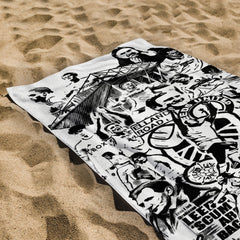 Leeds - B&W Montage - Retro Lightweight, Microfibre Beach Towel - 150cm x 75cm