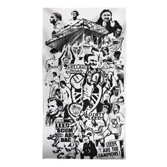 Leeds - B&W Montage - Retro Lightweight, Microfibre Beach Towel - 150cm x 75cm