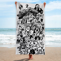 Leeds - B&W Montage - Retro Lightweight, Microfibre Beach Towel - 150cm x 75cm