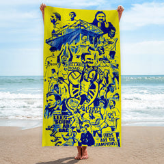 Leeds - Blue Montage - Retro Lightweight, Microfibre Beach Towel - 150cm x 75cm