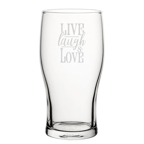 Live Laugh Love - Engraved Novelty Tulip Pint Glass