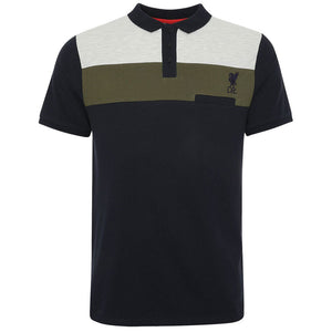 Liverpool FC Colour Block Polo Mens Navy Small