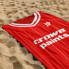 Liverpool Retro - 1981 Home Shirt - Personalised Retro Lightweight, Microfibre Beach Towel - 150cm x 75cm