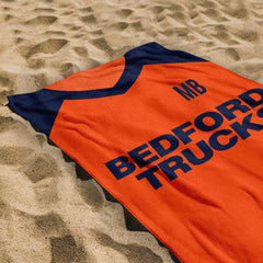 Luton Retro -1983 Away Shirt - Personalised Lightweight, Microfibre Retro Beach Towel - 150cm x 75cm