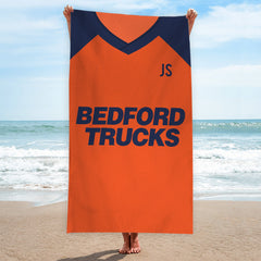 Luton Retro -1983 Away Shirt - Personalised Lightweight, Microfibre Retro Beach Towel - 150cm x 75cm
