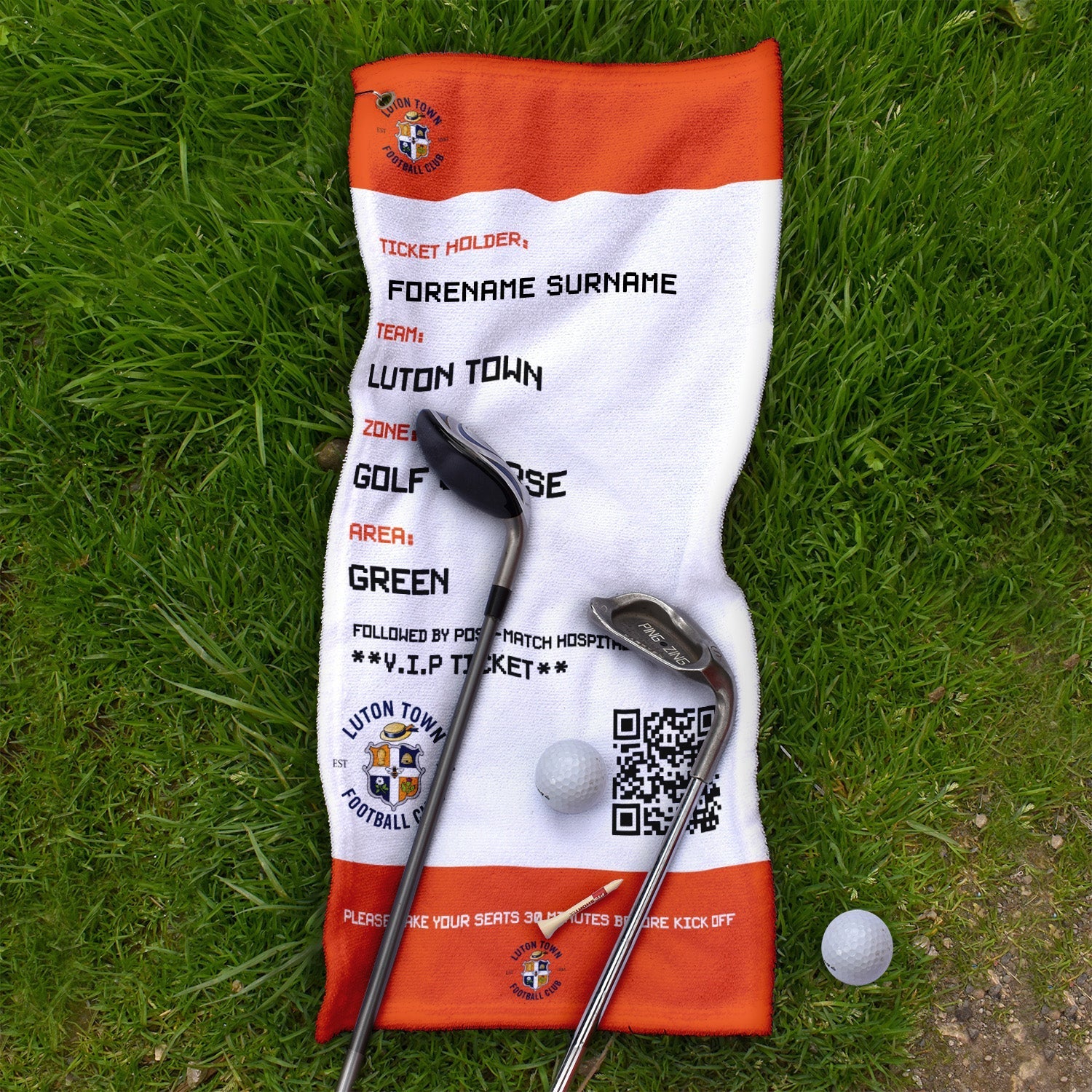 Luton Town Golf Towel (Personalised Fans Ticket Design)