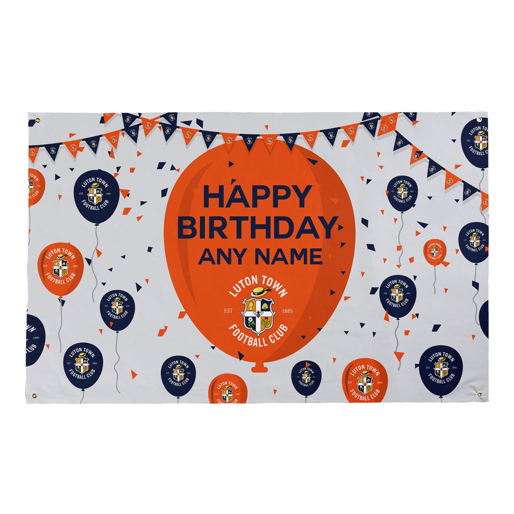 Luton Town Personalised Birthday Banner (5ft x 3ft, Balloons Design)