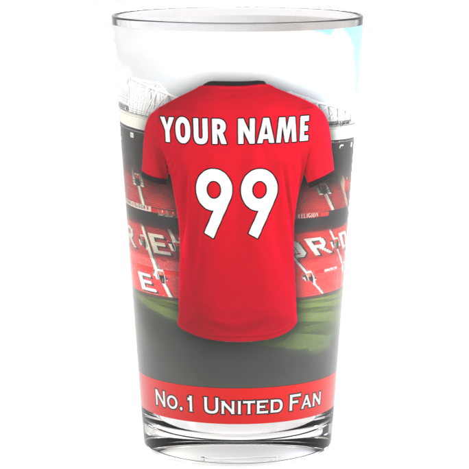 Man Utd Beer Glass Personalised Shirt Name And Number