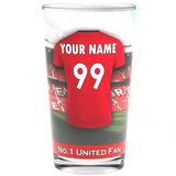 Man Utd Beer Glass Personalised Shirt Name And Number