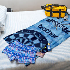 Darts Manchester Blue Retro - 1989 Home - Personalised Lightweight, Microfibre Retro Beach Towel - 150cm x 75cm