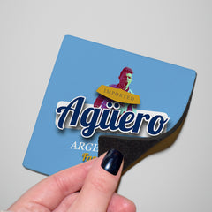 Manchester Blue Aguero - Football Coaster - Square Or Circle