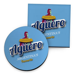 Manchester Blue Aguero - Football Coaster - Square Or Circle