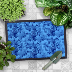 Manchester Blue Montage - Retro Door Mat - 60cm x 40cm