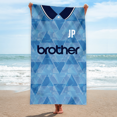 Manchester Blue Retro - 1989 Home Shirt - Personalised Lightweight, Microfibre Retro Beach Towel - 150cm x 75cm