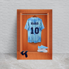 Manchester Blue Retro '89 Retro Shirt Dressing Room - A4 Metal Sign Plaque - Frame Options Available
