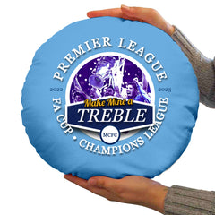 Manchester Blue Treble - Football Legends - Circle Cushion 14inch