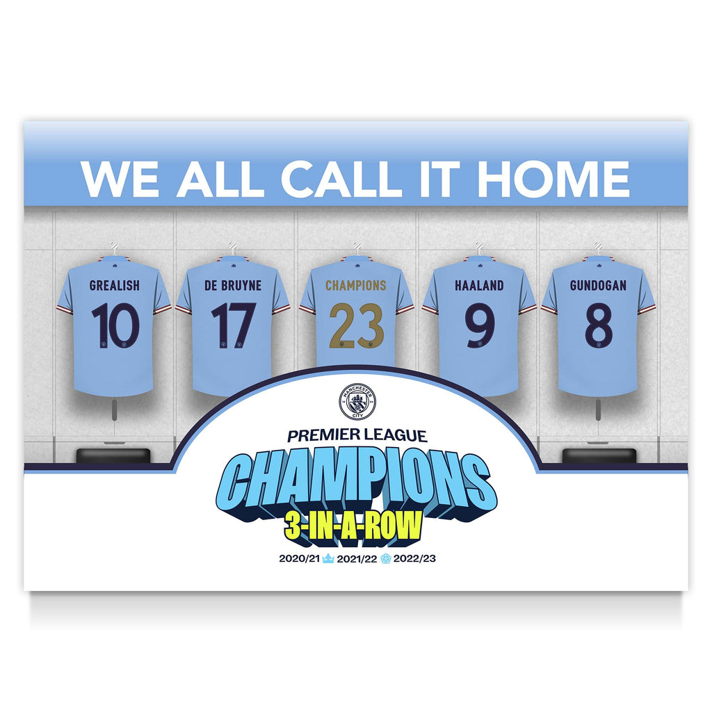 Manchester City Champions 2023 Personalised Poster - Dressing Room