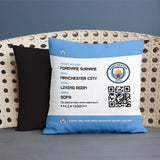 Manchester City Personalised Cushion - Fans Ticket (18 inches)