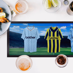 Manchester City Retro Hanging Football Shirts - Personalised Bar Runner