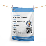 Manchester City Tea Towel - Personalised (Fans Ticket Design)