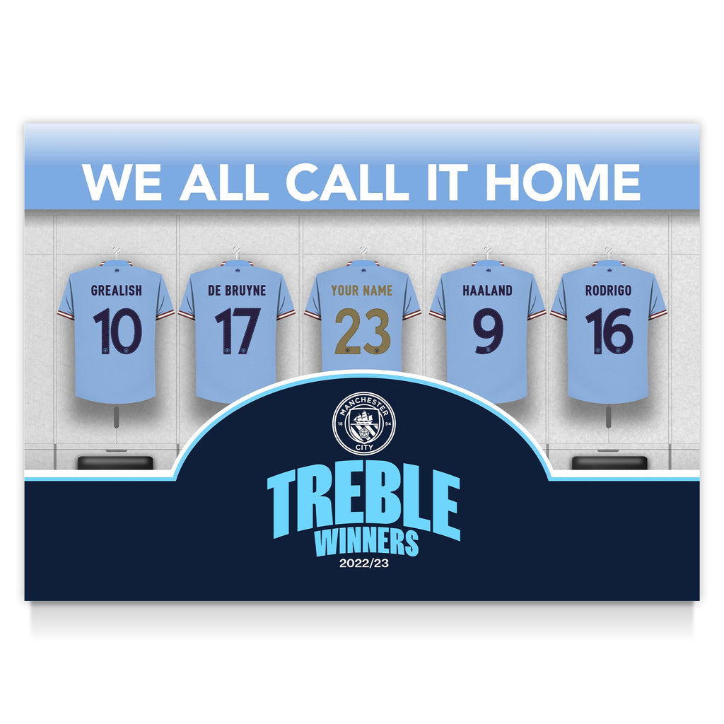 Manchester City Treble 2023 Personalised Poster - Dressing Room