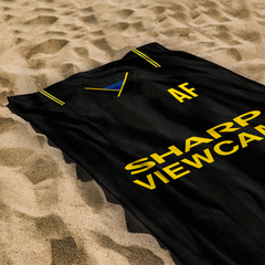 Manchester Red - 1994 - Away  Shirt - Personalised Lightweight, Microfibre Retro Beach Towel - 150cm x 75cm