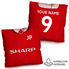 Manchester Red - 1999 Home Shirt - 45cm or 61cm Retro Showerproof Outdoor Cushion