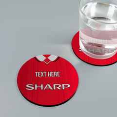 Manchester Red 1999 Home Shirt - Personalised Drink Coaster - Square Or Circle