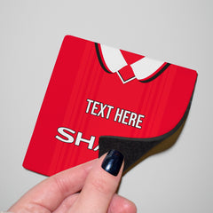 Manchester Red 1999 Home Shirt - Personalised Drink Coaster - Square Or Circle