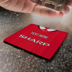 Manchester Red 1999 Home Shirt - Personalised Drink Coaster - Square Or Circle