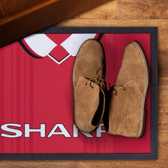 Manchester Red 1999 Home Shirt - Personalised Retro Door Mat - 60cm x 40cm