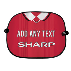 Manchester Red 1999 Home Shirt - Personalised Retro Football Car Sun Shade - Set of 2