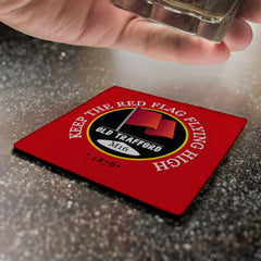 Manchester Red Red Flag - Football Coaster - Square Or Circle