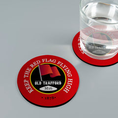 Manchester Red Red Flag - Football Coaster - Square Or Circle