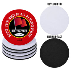 Manchester Red Red Flag - Football Coaster - Square Or Circle