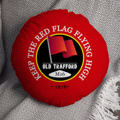 Manchester Red Red Flag - Football Legends - Circle Cushion 14inch