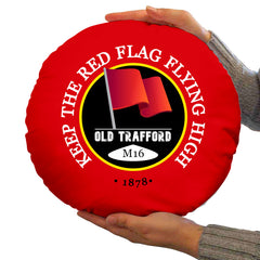 Manchester Red Red Flag - Football Legends - Circle Cushion 14inch