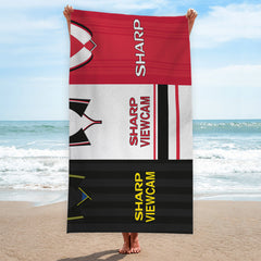 Manchester Red Three Shirt Design - Personalised Lightweight, Microfibre Retro Beach Towel - 150cm x 75cm