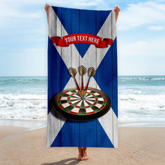 Scotland Darts towel - Personalised Lightweight, Microfibre Retro Beach Towel - 150cm x 75cm