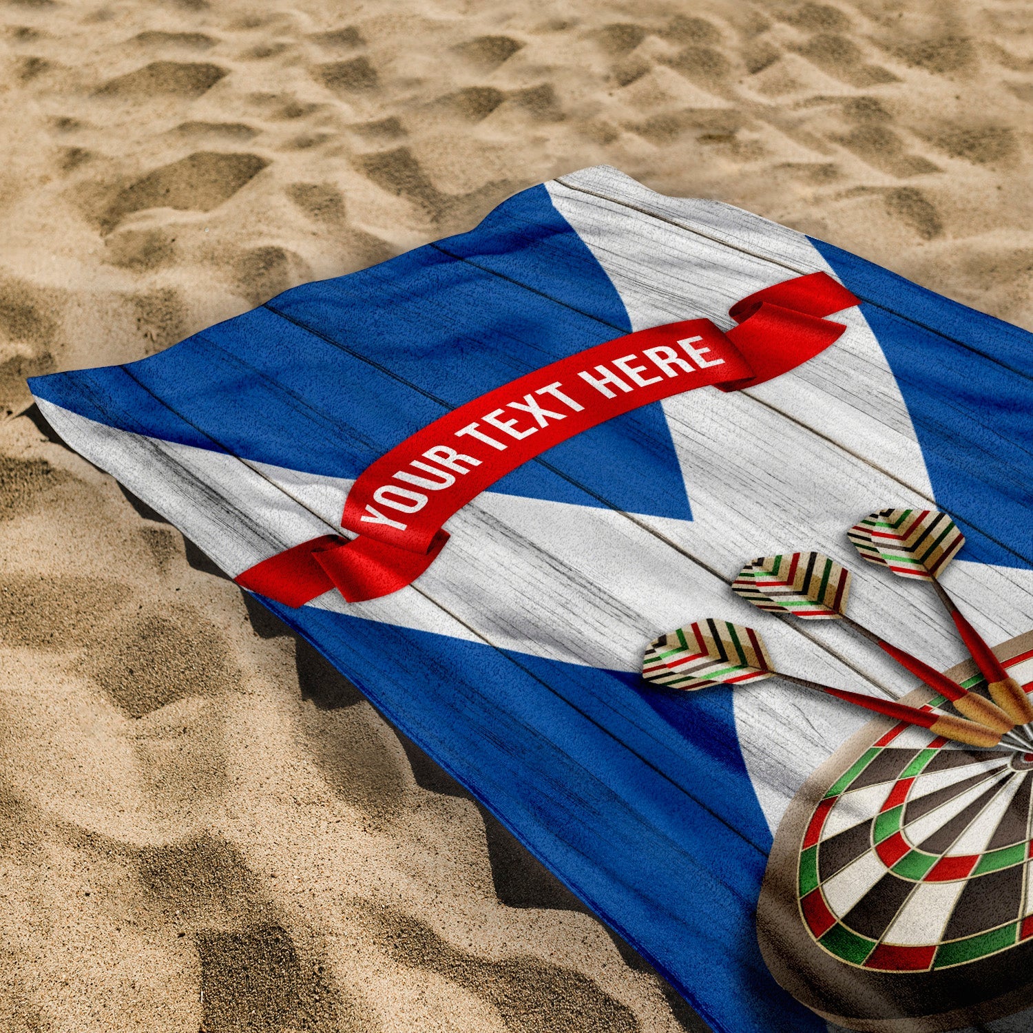 Scotland Darts towel - Personalised Lightweight, Microfibre Retro Beach Towel - 150cm x 75cm