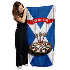 Scotland Darts towel - Personalised Lightweight, Microfibre Retro Beach Towel - 150cm x 75cm