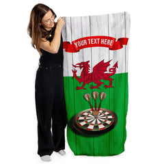 Wales Darts towel - Personalised Lightweight, Microfibre Retro Beach Towel - 150cm x 75cm