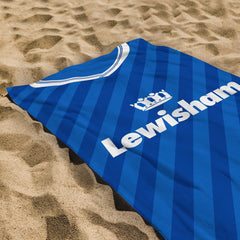 Millwall-- 1987 Home Shirt - Personalised Lightweight, Microfibre Retro Beach Towel - 150cm x 75cm