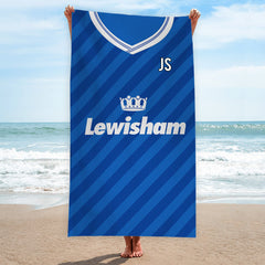 Millwall-- 1987 Home Shirt - Personalised Lightweight, Microfibre Retro Beach Towel - 150cm x 75cm