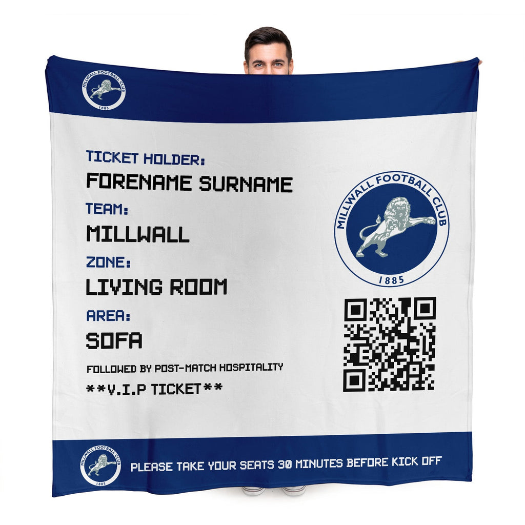 Millwall Personalised Fleece Blanket (Fans Ticket Design)